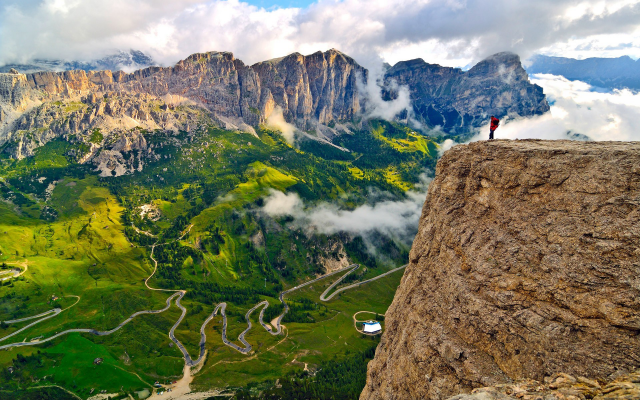 1920x1200 pix. Wallpaper sella group, chain, Dolomites, Italy, nature, mountains, clouds