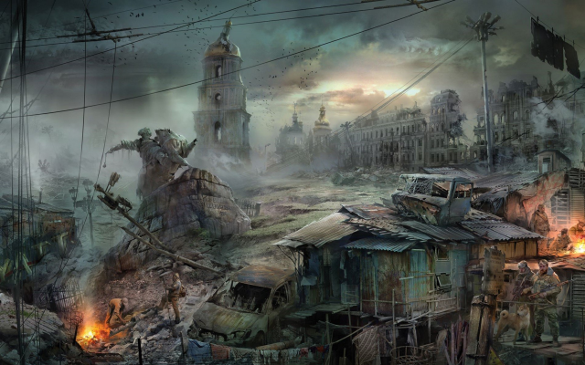 1920x1200 pix. Wallpaper war, apocalyptic, ruin, Ukraine, Kiev, statues