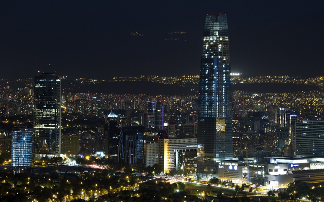 1920x1200 pix. Wallpaper landscape, lights, Santiago de Chile, cityscape, night, skyscraper, metropolis , modern, urban, buil