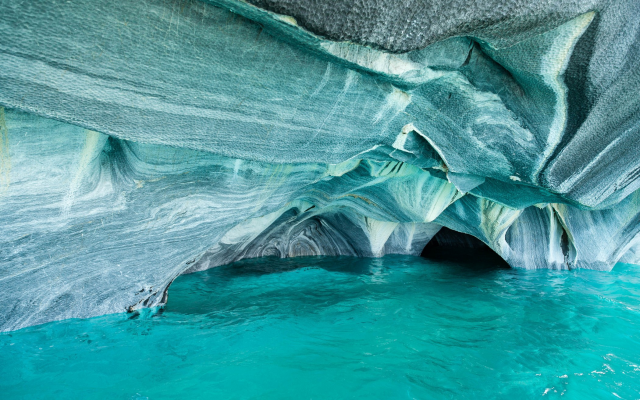 2100x1315 pix. Wallpaper landscape, nature, Chile, lake, rock, erosion, marble, cathedral, turquoise, water, cave