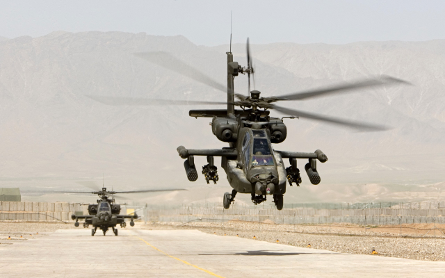 2560x1600 pix. Wallpaper Boeing, AH-64, Apache, helicopter, military aircraft, desert, aviation