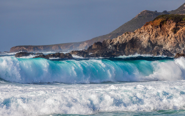 2880x1440 pix. Wallpaper sea, waves, nature, ocean, beach