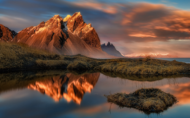 3840x2160 pix. Wallpaper Iceland, mountains, reflections, lake, clouds, landscape, nature