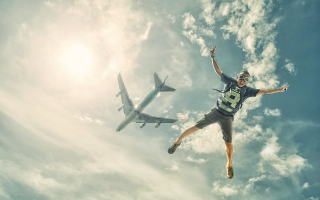 1920x1200 pix. Wallpaper skydiver, sports, jumping, airplane, sky, clouds