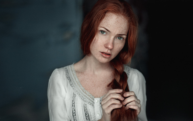 2048x1152 pix. Wallpaper women, redhead, freckles, green eyes