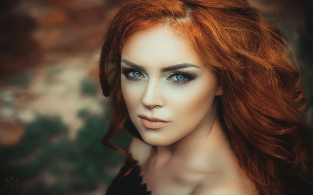 1920x1200 pix. Wallpaper women, model, redhead, long hair, outdoors, face