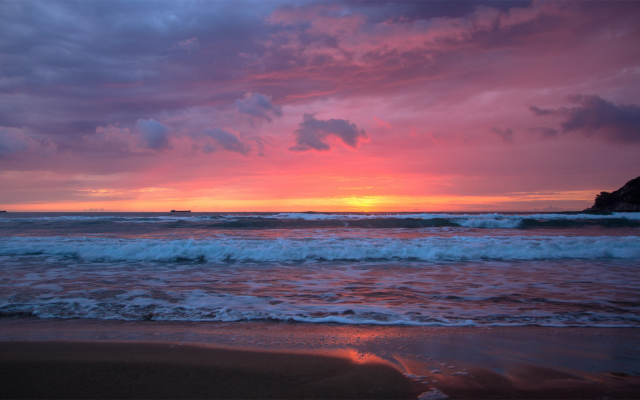 1920x1080 pix. Wallpaper sunset, sea, beach, nature