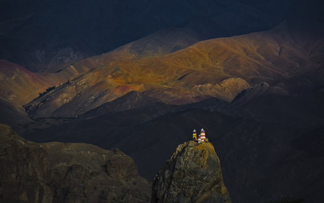 1920x1200 pix. Wallpaper monastery, temple, kashmir, nature, landscape, mountains, sunset
