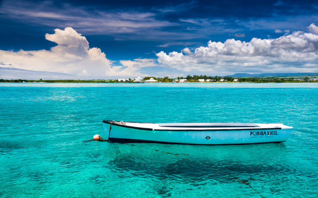 3360x2100 pix. Wallpaper mauritius, island, tropics, sea, boat, clouds, turquoise, water, ocean, nature