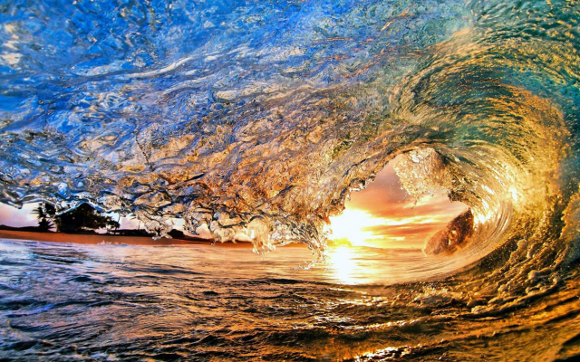 1920x1080 pix. Wallpaper wave, ocean, water, nature, sunset