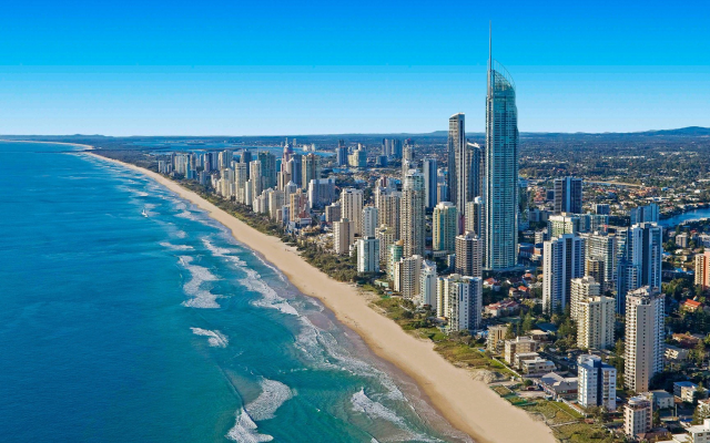 1920x1080 pix. Wallpaper gold coast, australia, ocean, city, skyscrapers, beach