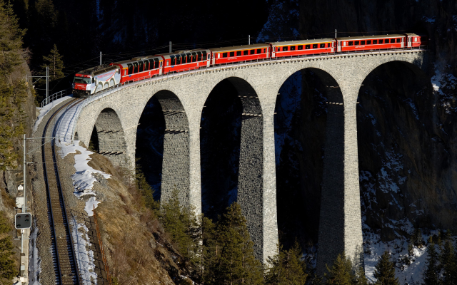 2560x1600 pix. Wallpaper train, railway, bridge, switzerland, arch