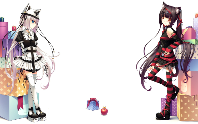 2560x1600 pix. Wallpaper anime girls, anime, cat girls, neko para, vanilla, chocolat
