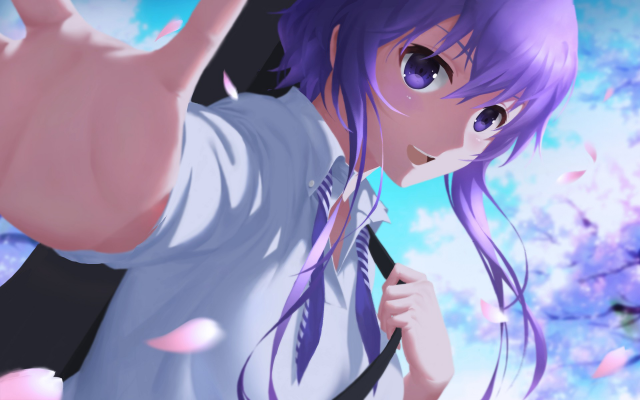 1920x1200 pix. Wallpaper saenai heroine no sodatekata, hyoudou michiru, purple eyes, purple hair, anime girls, anime