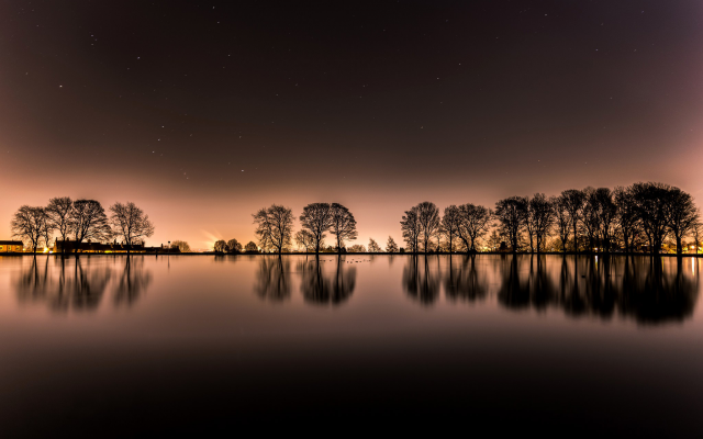 2048x1365 pix. Wallpaper tree, nature, lake, night, reflection, water