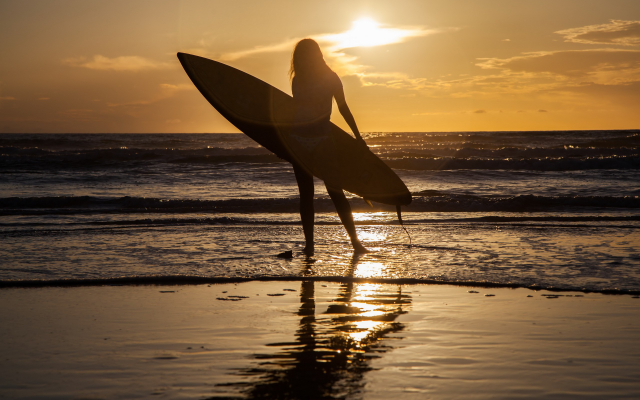 2560x1707 pix. Wallpaper sea, surfing, sun, women, silhouette, beach