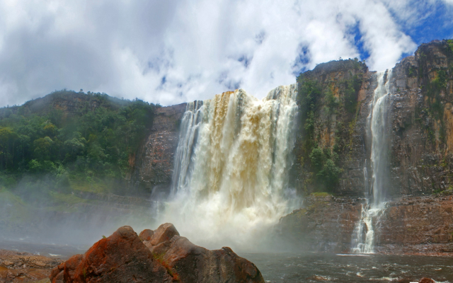 3072x1541 pix. Wallpaper canaima, canaima national park, venezuela, waterfall, cliff, tropical, nature