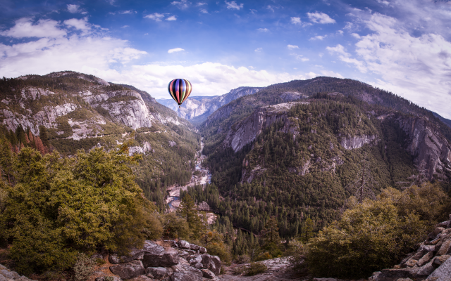 8176x5111 pix. Wallpaper yosemite national park, california, hot air balloon, nature, mountains