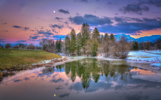 3000x1893 pix. Wallpaper lake, walchsee, tirol, austria, nature, sunset, reflections, frost