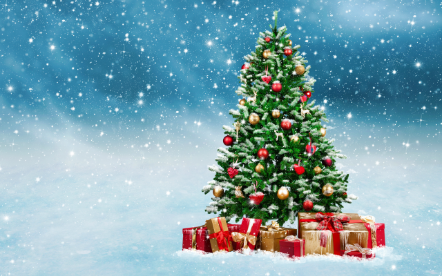 6750x4500 pix. Wallpaper christmas tree, gifts, snow, christmas