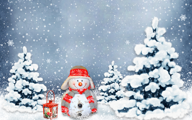 4350x3022 pix. Wallpaper snowman, new year, christmas, christmas tree
