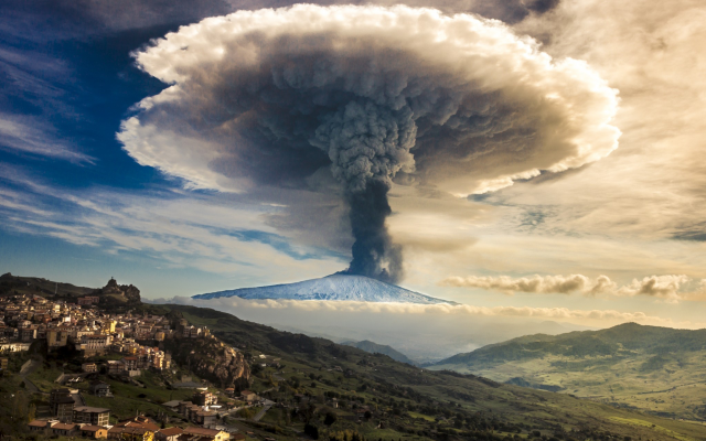 2048x1365 pix. Wallpaper etna, volcano, eruption, sicily, italy, smoke, sky, clouds, nature, landscape