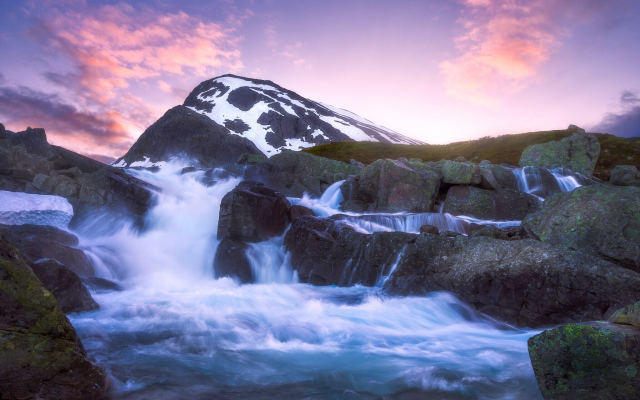 2048x1536 pix. Wallpaper jotunheimen, mountains, nature, norway, waterfall, river