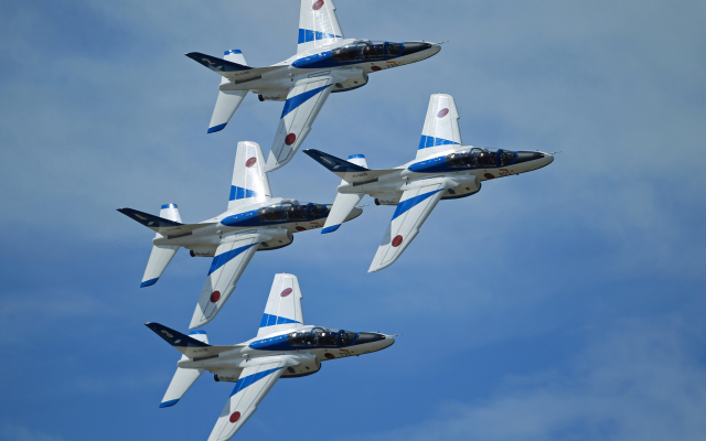 2048x1365 pix. Wallpaper kawasaki t-4, blue impulse, aerobatic team, aircraft