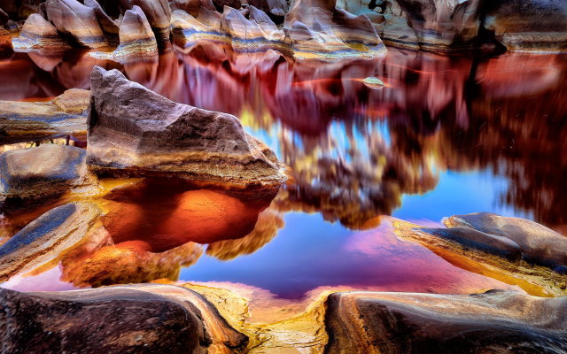 2048x1156 pix. Wallpaper rio tinto, river, spain, natur, landscape, reflections