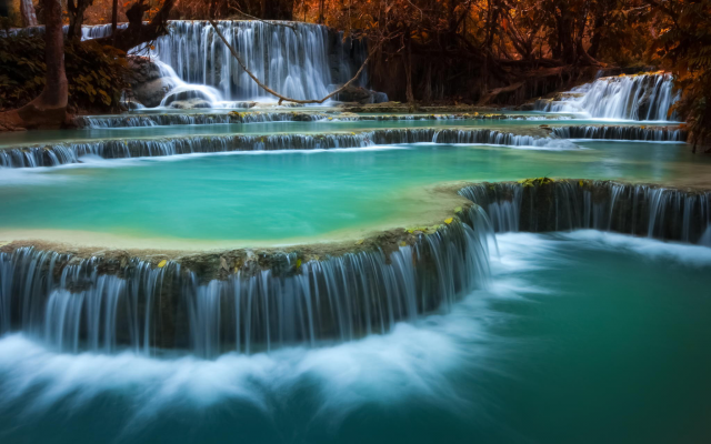 2048x1365 pix. Wallpaper louangxi waterfall, louangphabang, lLaos, nature, waterfall