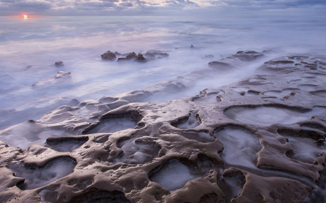 1920x1080 pix. Wallpaper sea, beach, shore, rocky shore, fog, nature