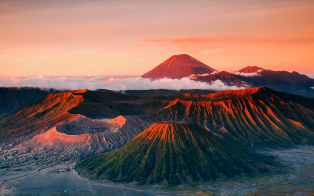 2560x1440 pix. Wallpaper mount bromo, east java, indonesia, volcano, bromo, sunrise, nature, mountains