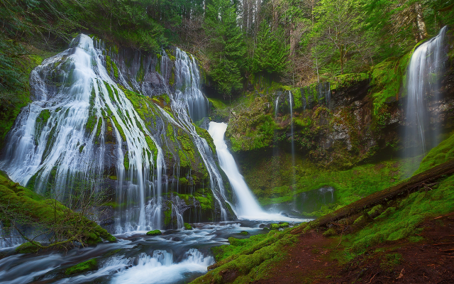 2048x1128 pix. Wallpaper panther creek falls, gifford pinchot national forest, forest, waterfall, nature