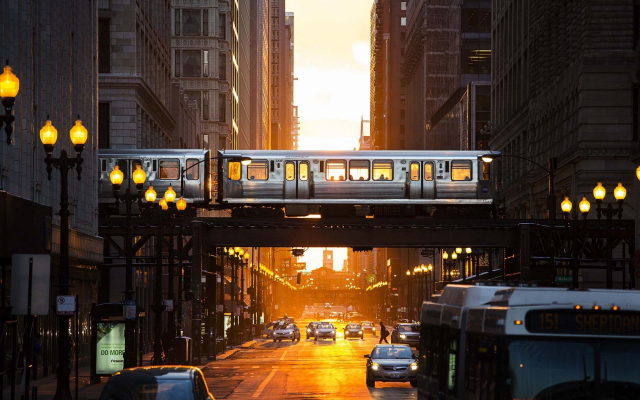 1920x1280 pix. Wallpaper city, train, subway, chicago, usa, sun lights