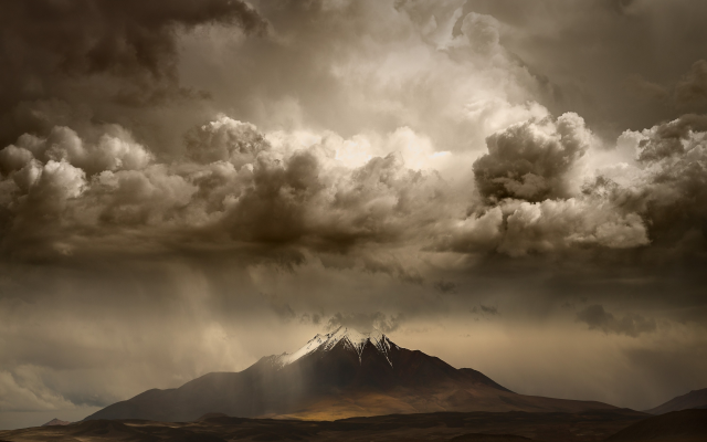 3000x2250 pix. Wallpaper thunderstorm, sky, snowy peak, nature, landscape, mountains, clouds