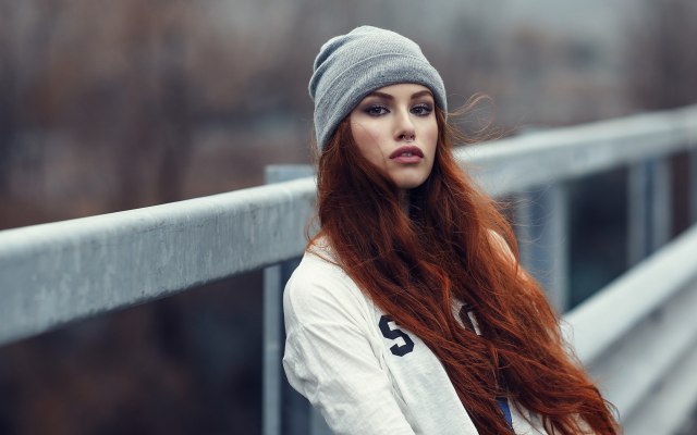 2048x1366 pix. Wallpaper redhead, long hairs, hat, women