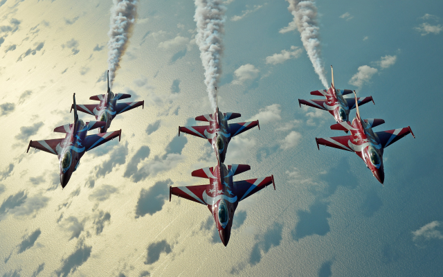 2953x2058 pix. Wallpaper sea, clouds, rsaf, black knights, aircraft, vehicle, general dynamics, f-16, fighting falcon
