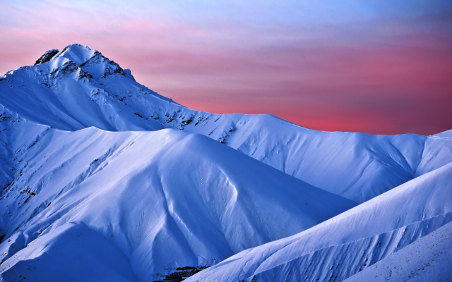 1920x1080 pix. Wallpaper sunset, winter, snow, mountains, nature