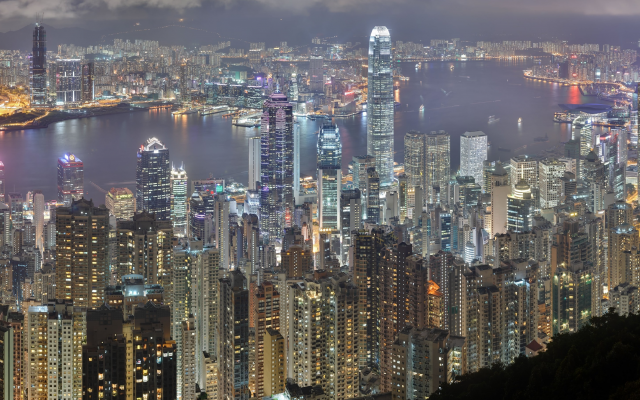 4331x1815 pix. Wallpaper hong kong, skyscrapers, night, city