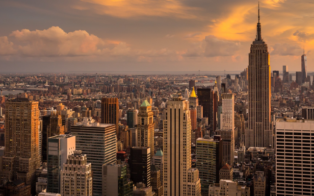2560x1080 pix. Wallpaper new york, manhattan, empire state building, city, clouds, skyscrapers