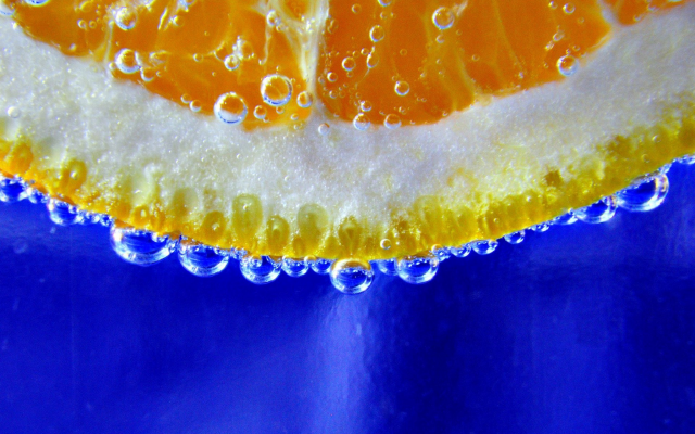 1920x1200 pix. Wallpaper underwater, bubbles, water, fruit, orange, food
