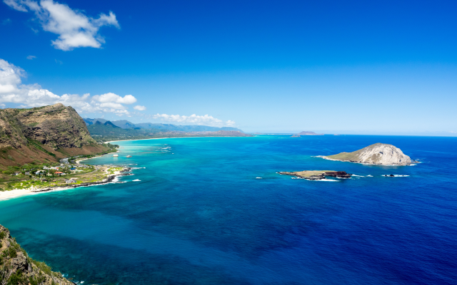4608x3456 pix. Wallpaper hawaii, oahu, island, shore, beach, horizon, ocean, nature