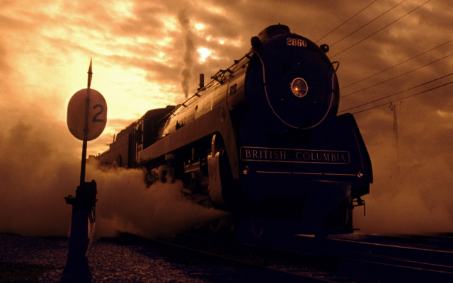 1920x1200 pix. Wallpaper train, vintage, steam locomotive, clouds