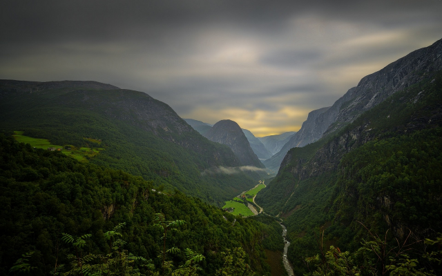 1920x1280 pix. Wallpaper landscape, nature, mountains, river, forest, clouds, canyon, summer, valley