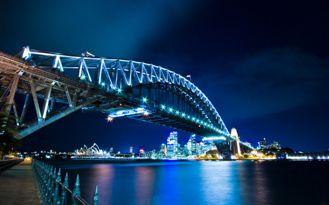 1920x1200 pix. Wallpaper sydney harbour bridge, australia, night, sydney opera house