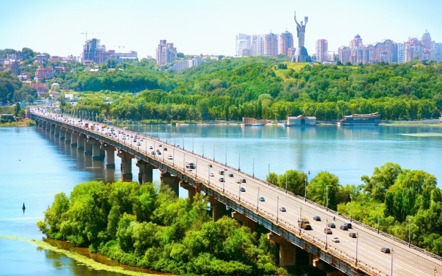 2560x1600 pix. Wallpaper kiev, ukraine, summer, dnepr, river, bridge, city