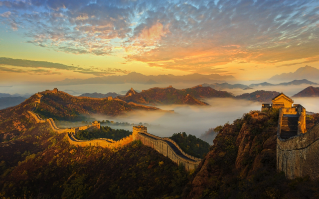 1920x1200 pix. Wallpaper great wall fo china, china, fog, mountains