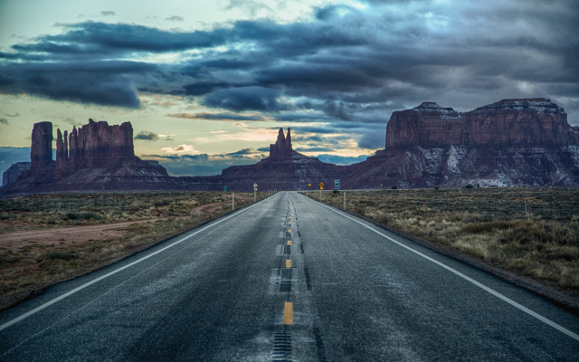 2000x1333 pix. Wallpaper monument valley, united states, arizona, utah, road, clouds, sky, twilight, nature