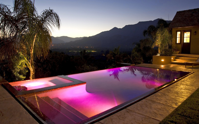 1920x1440 pix. Wallpaper california luxury homes, night, pool, mountains, nature