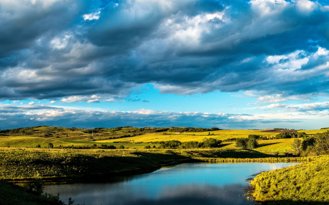 3500x2000 pix. Wallpaper turner valley, alberta, canada, landscape, field, meadow, clouds, nature